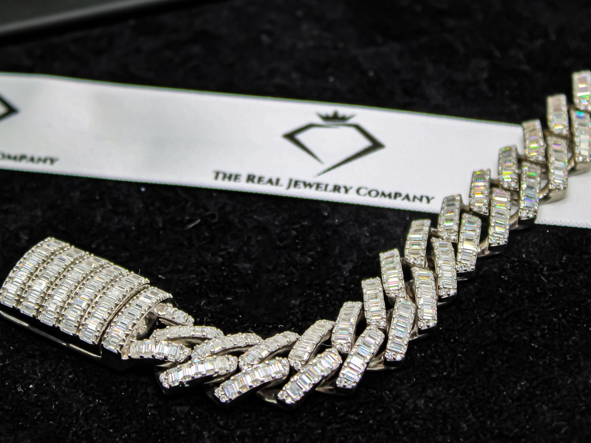 15mm Emerald Cut Moissanite Cuban Bracelet - The Real Jewelry CompanyThe Real Jewelry CompanyBracelets