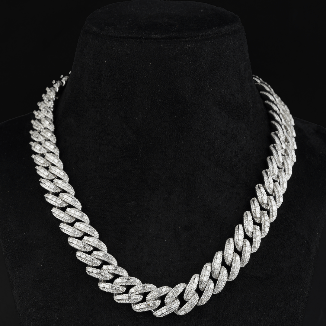 18mm 3-D Baguette Moissanite Miami Link Cuban Chain - The Real Jewelry CompanyThe Real Jewelry CompanyNecklaces