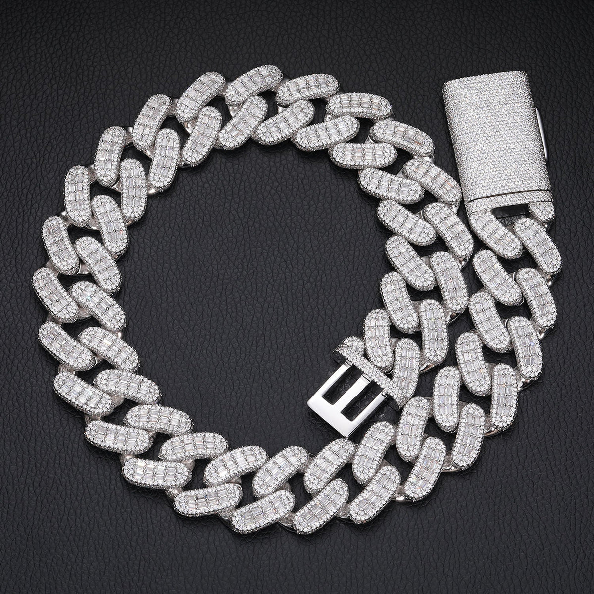 23MM Double Row Baguette Cuban Chain - The Real Jewelry CompanyThe Real Jewelry CompanyNecklaces