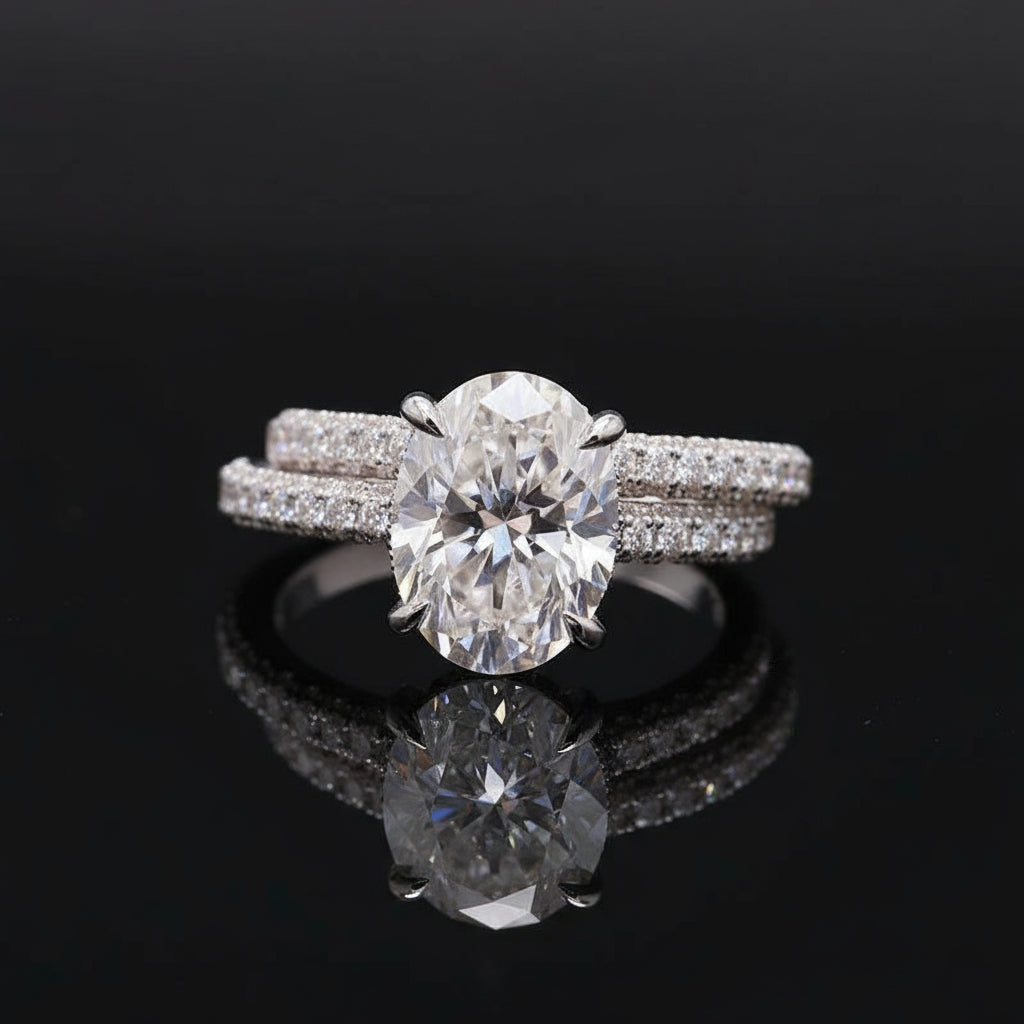 2.5CT Brillant Oval Cut 10K Solid Gold Moissanite Bridal Set - The Real Jewelry CompanyThe Real Jewelry CompanyRings