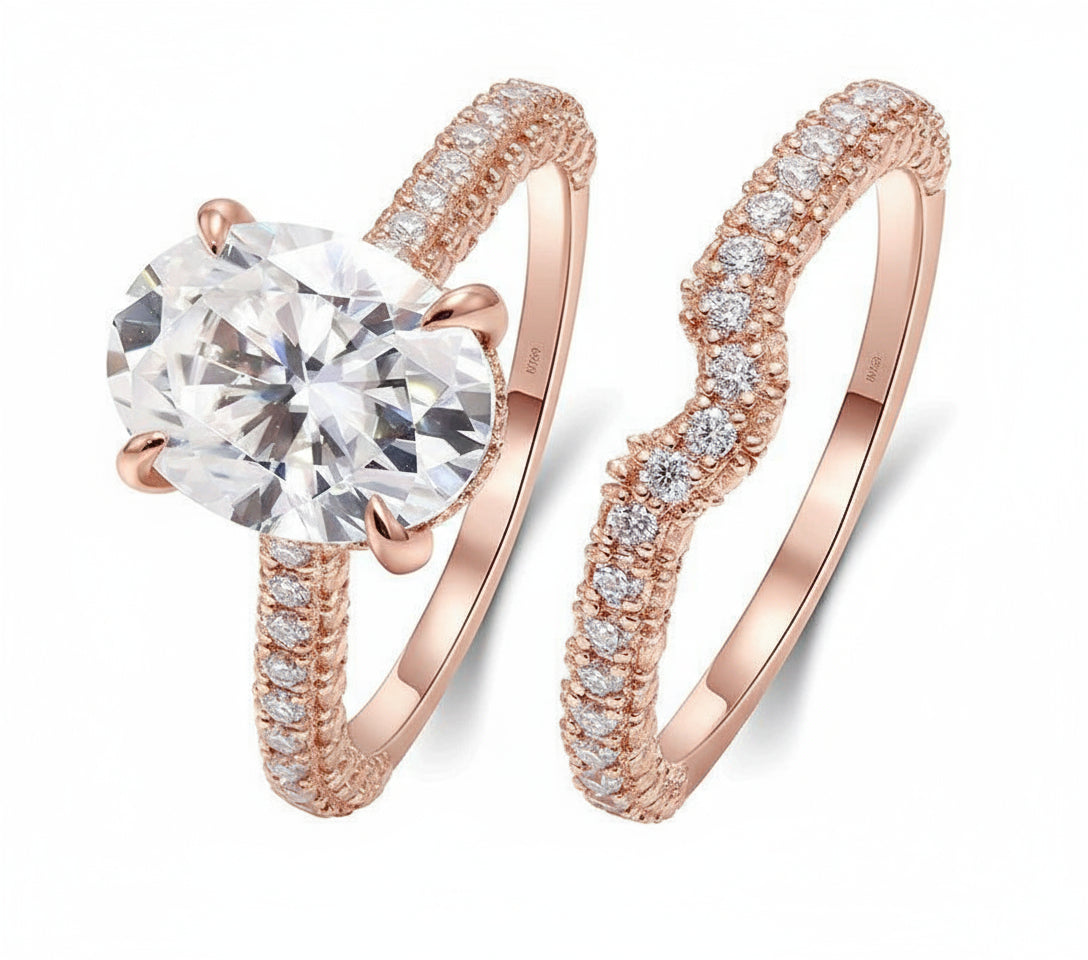 2.5CT Brillant Oval Cut 10K Solid Gold Moissanite Bridal Set - The Real Jewelry CompanyThe Real Jewelry CompanyRings
