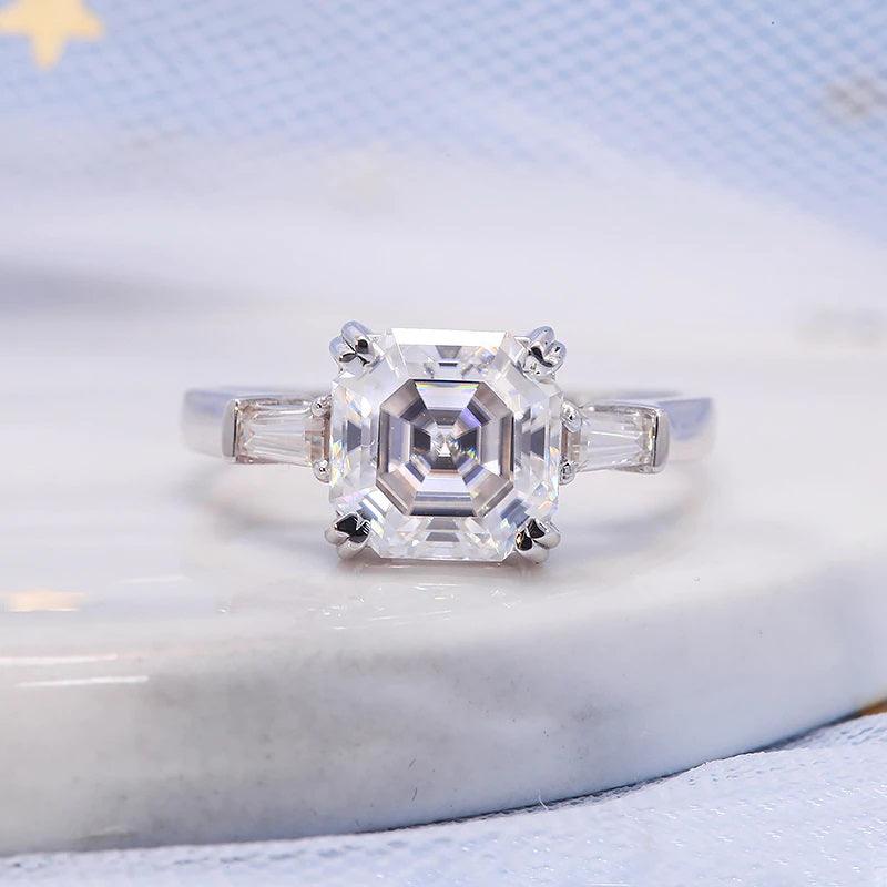 2CT Asscher Cut Moissanite 10K Solid Gold Ring - The Real Jewelry CompanyThe Real Jewelry CompanyRings