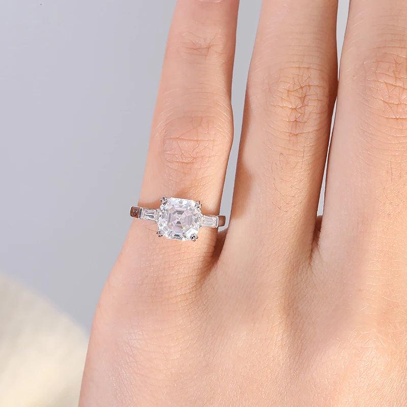 2CT Asscher Cut Moissanite 10K Solid Gold Ring - The Real Jewelry CompanyThe Real Jewelry CompanyRings