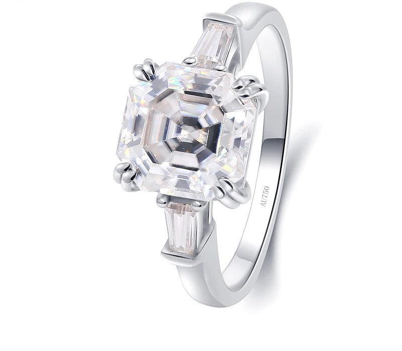 2CT Asscher Cut Moissanite 10K Solid Gold Ring - The Real Jewelry CompanyThe Real Jewelry CompanyRings