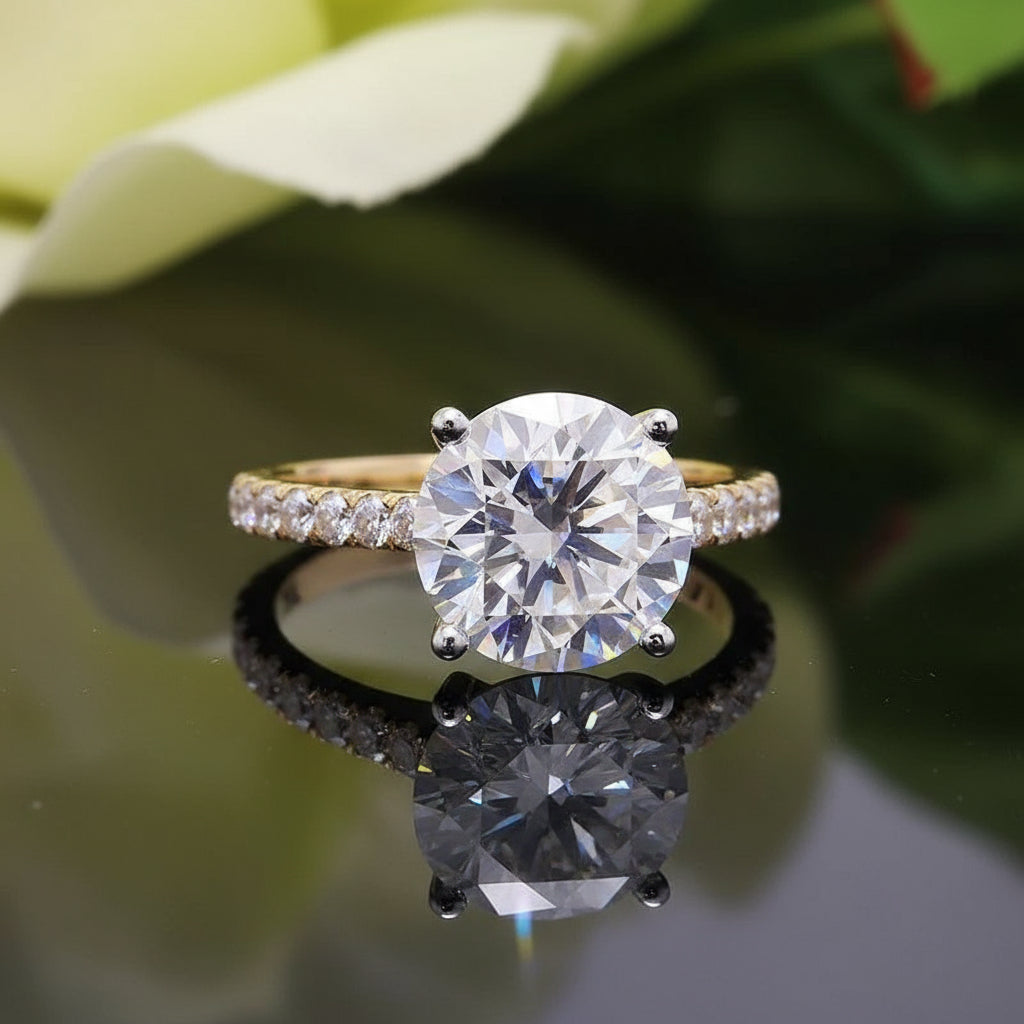 4CT Center Round Cut Brillant Moissanite Solid 10K Gold Ring - The Real Jewelry CompanyThe Real Jewelry CompanyRings