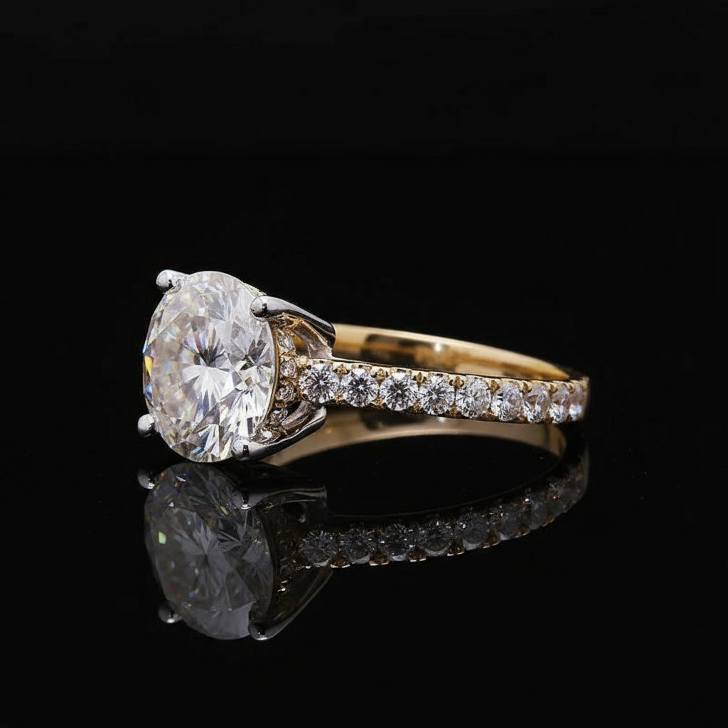 4CT Center Round Cut Brillant Moissanite Solid 10K Gold Ring - The Real Jewelry CompanyThe Real Jewelry CompanyRings