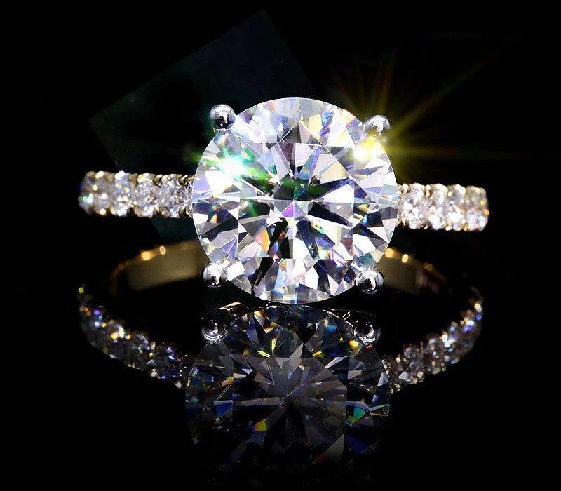 4CT Center Round Cut Brillant Moissanite Solid 10K Gold Ring - The Real Jewelry CompanyThe Real Jewelry CompanyRings