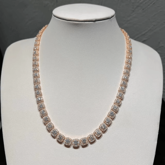 8mm Moissanite Square Clustered Necklace - The Real Jewelry CompanyThe Real Jewelry CompanyNecklaces