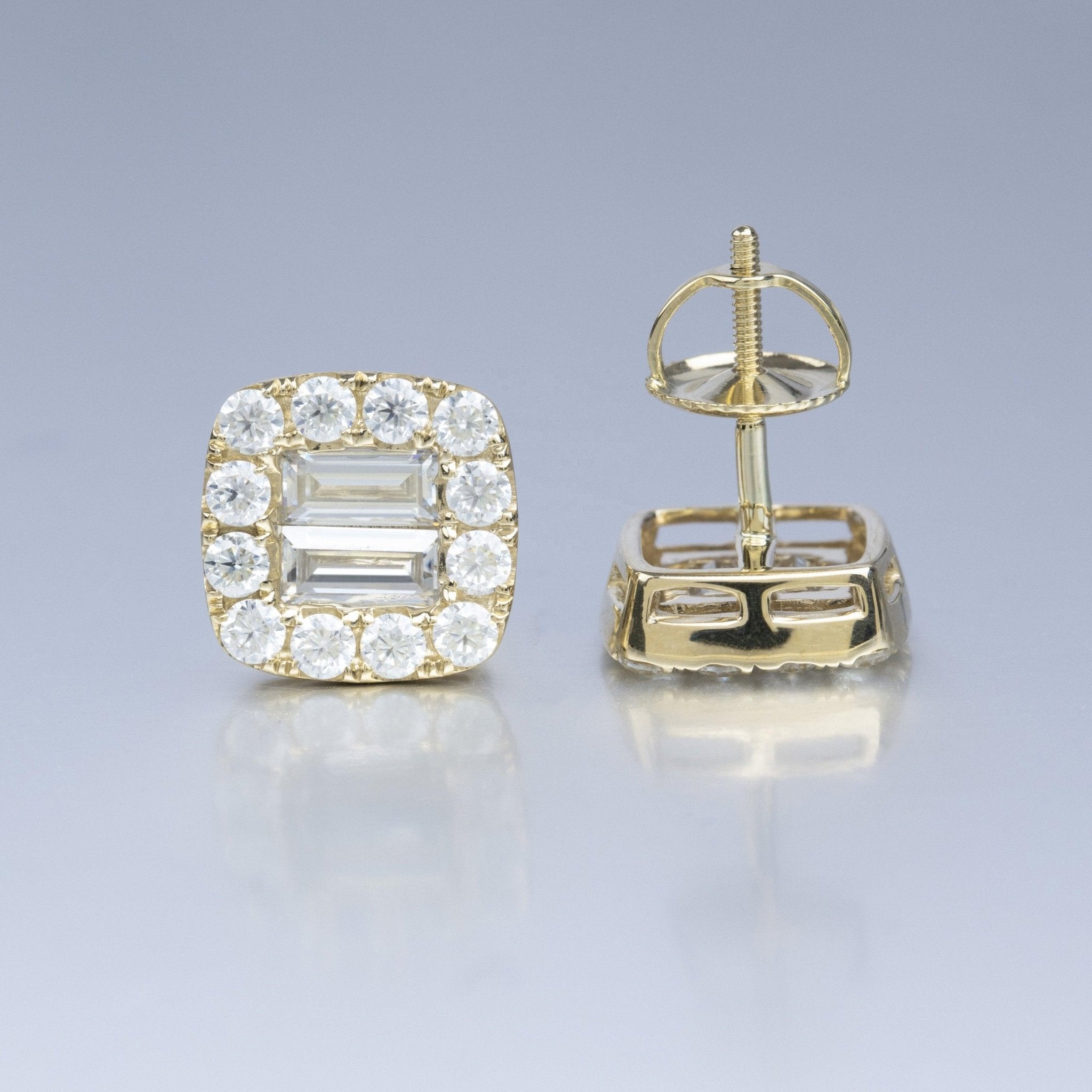 Baguette and Round Cut Moissanite Earrings - The Real Jewelry CompanyThe Real Jewelry CompanyEarrings