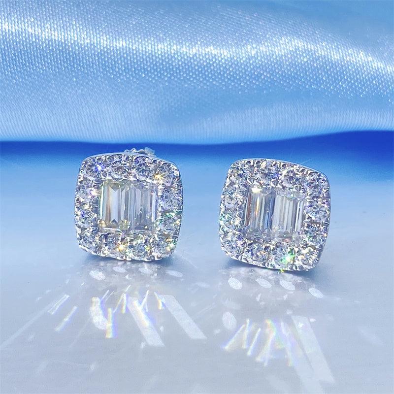 Baguette and Round Cut Moissanite Earrings - The Real Jewelry CompanyThe Real Jewelry CompanyEarrings