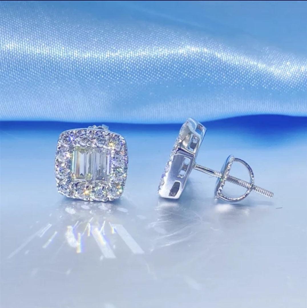 Baguette and Round Cut Moissanite Earrings - The Real Jewelry CompanyThe Real Jewelry CompanyEarrings
