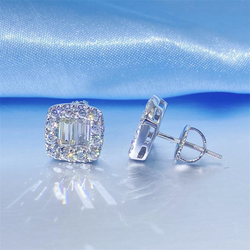 Baguette and Round Cut Moissanite Earrings - The Real Jewelry CompanyThe Real Jewelry CompanyEarrings