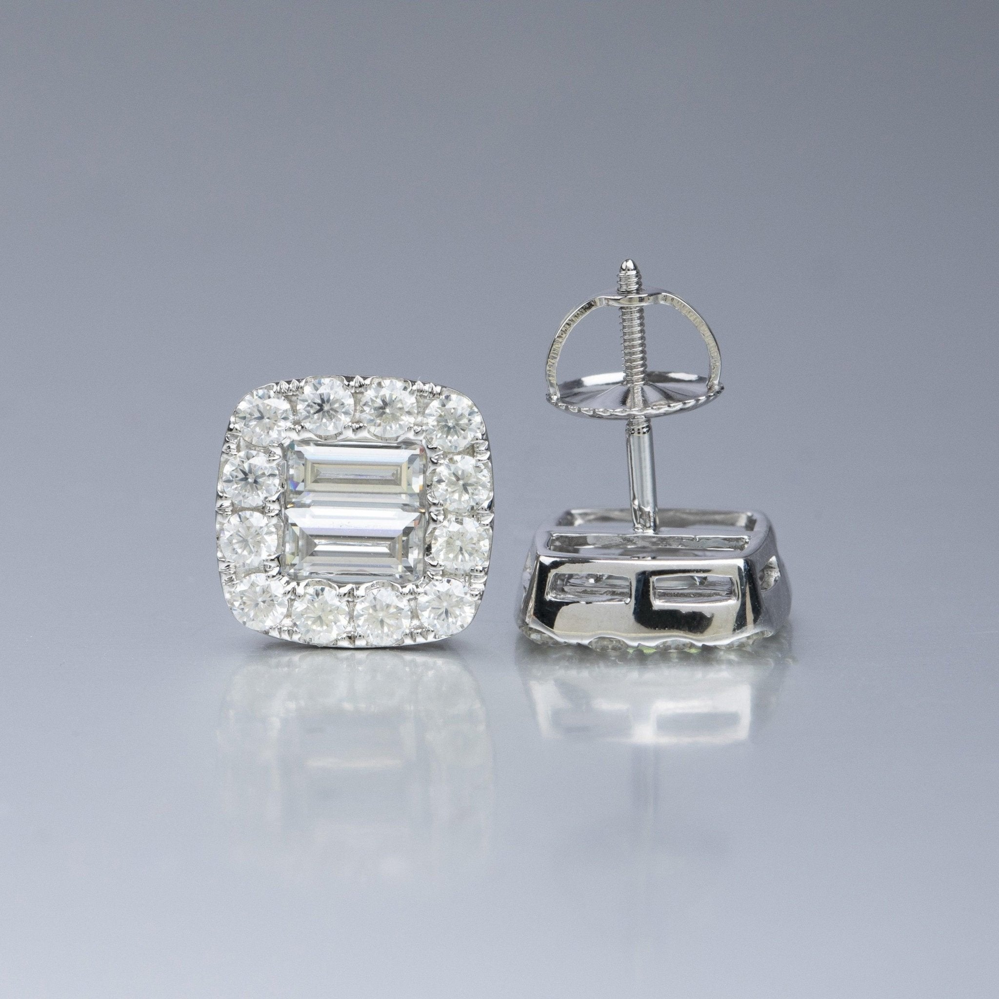 Baguette and Round Cut Moissanite Earrings - The Real Jewelry CompanyThe Real Jewelry CompanyEarrings