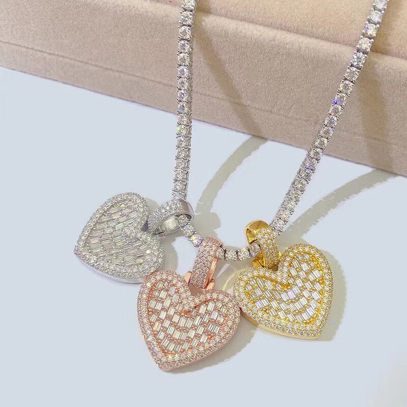 Baguette Cut Moissanite Heart Pendant - The Real Jewelry CompanyThe Real Jewelry CompanyPendant