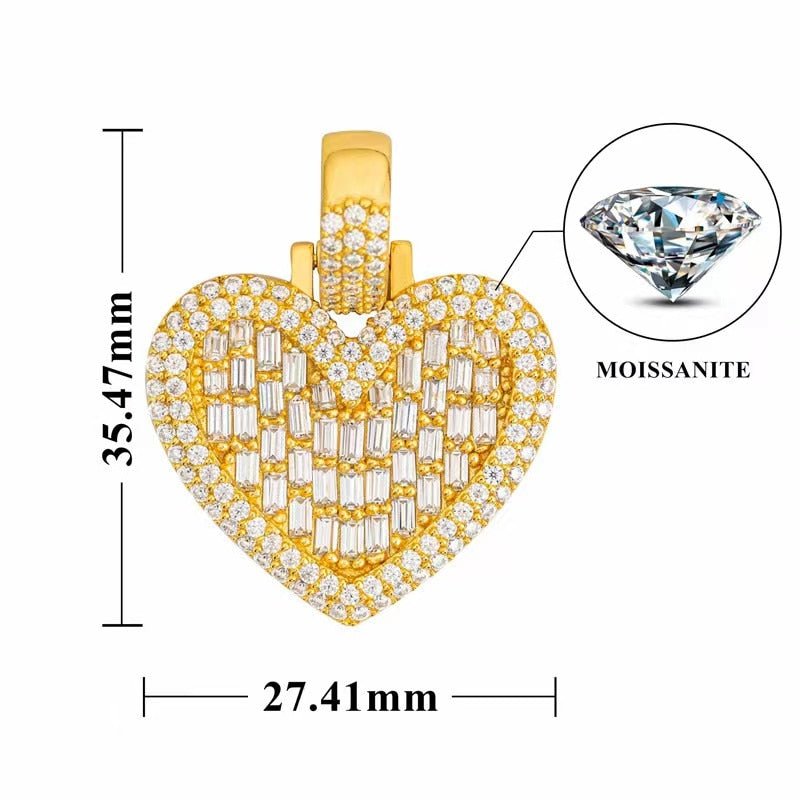 Baguette Cut Moissanite Heart Pendant - The Real Jewelry CompanyThe Real Jewelry CompanyPendant