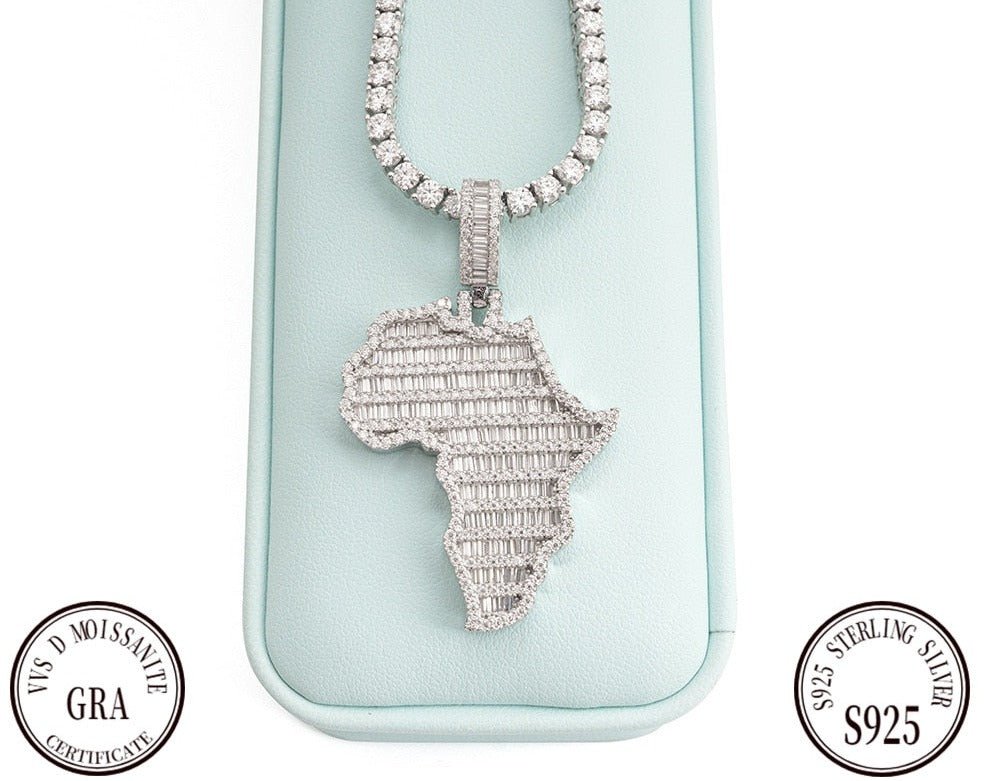 Baguette Moissanite Africa Pendant - The Real Jewelry CompanyThe Real Jewelry Company