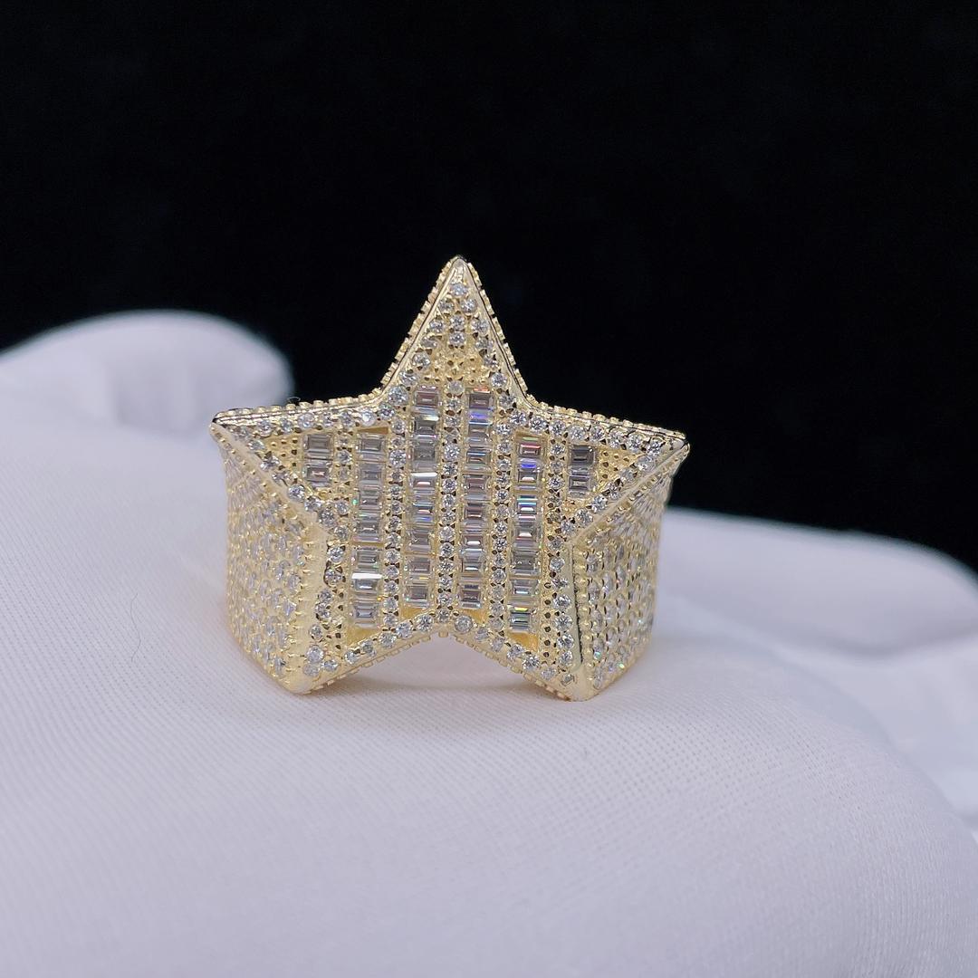 Baguette Moissanite Star Ring