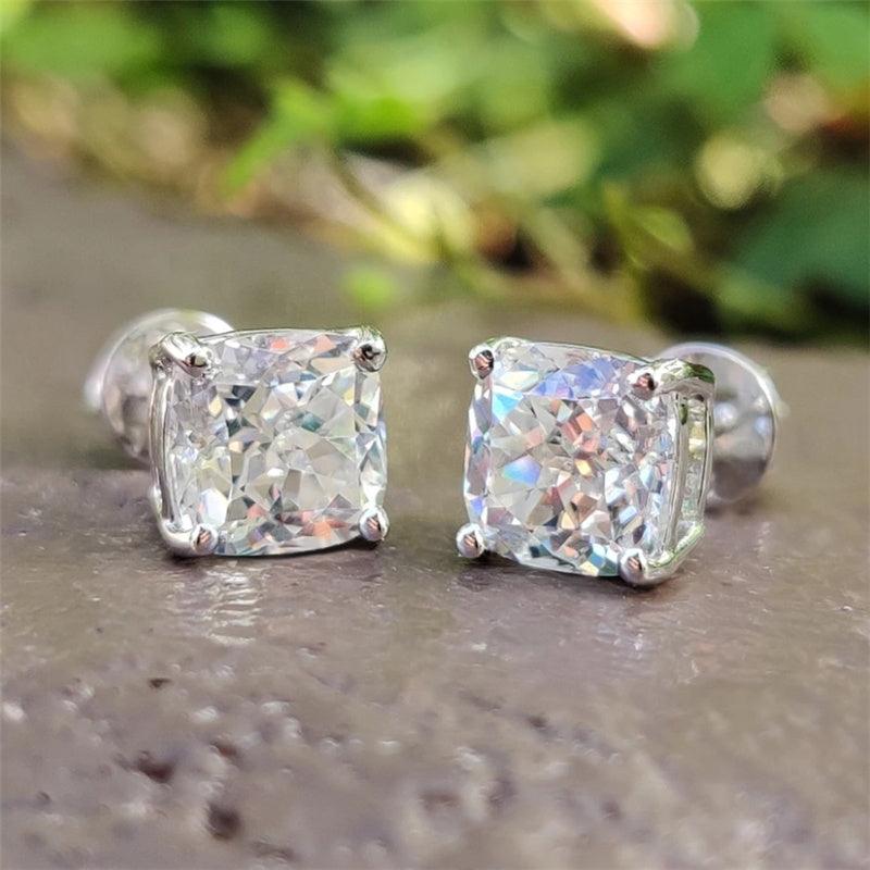 Cushion Cut Moissanite Earrings