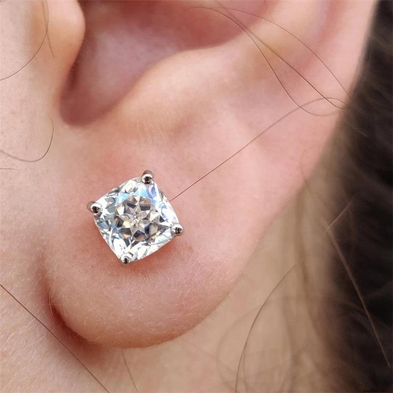 Cushion Cut Moissanite Earrings - The Real Jewelry CompanyThe Real Jewelry CompanyEarrings