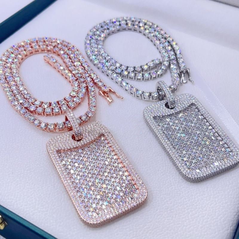 Moissanite Baguette Dog Tags - The Real Jewelry CompanyThe Real Jewelry Company