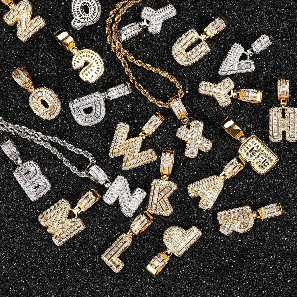Moissanite Baguette Letter Pendant - The Real Jewelry CompanyThe Real Jewelry CompanyCharms & Pendants