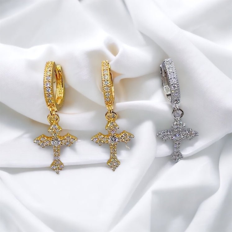 Moissanite Cross Hoop Earrings - The Real Jewelry CompanyThe Real Jewelry CompanyEarrings