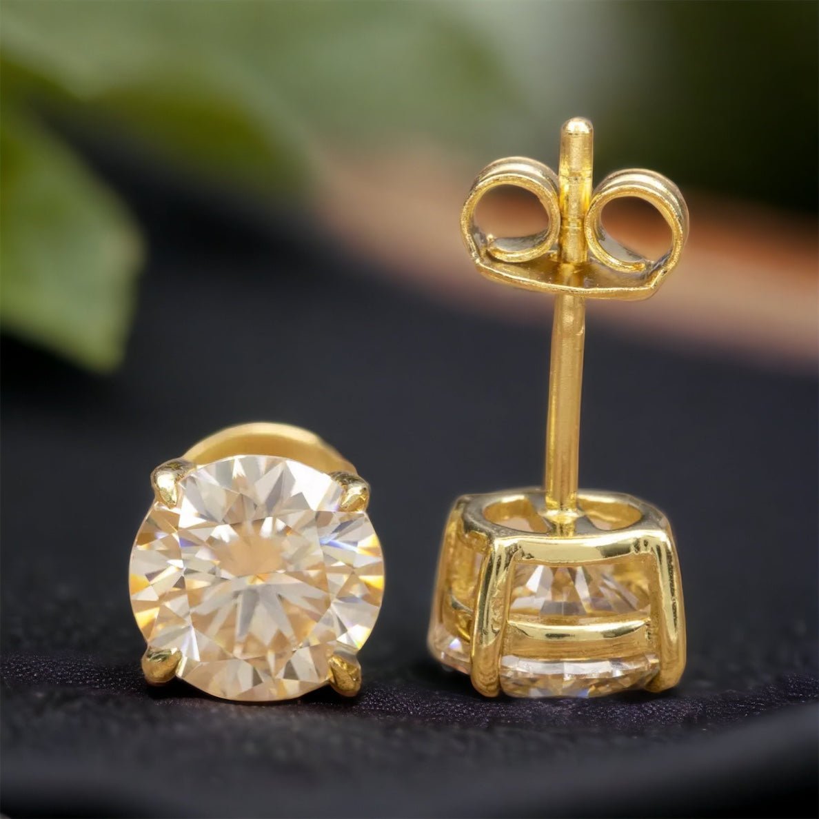 Buy 6.5mm Solitaire Moissanite Earrings, 2ct Moissanite Earrings, Wedding  Earrings, Solid Gold Studs, Jewellerybloc, Halloween Sale Online in India -  Etsy