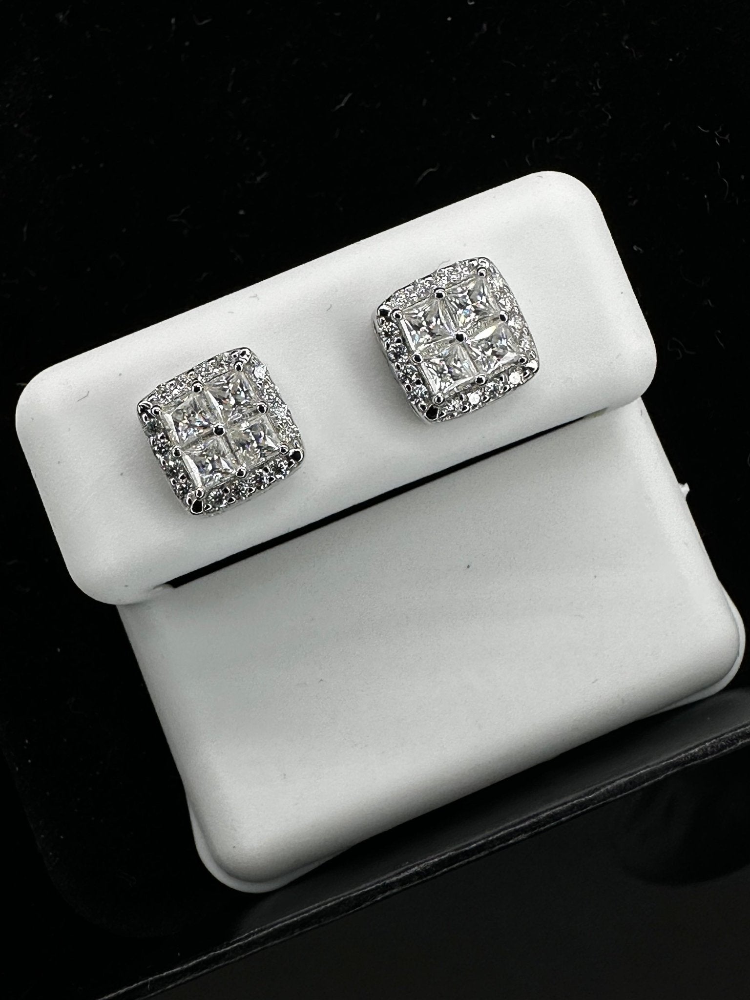 Princess Cut Moissanite Cluster Earrings - The Real Jewelry CompanyThe Real Jewelry CompanyEarrings