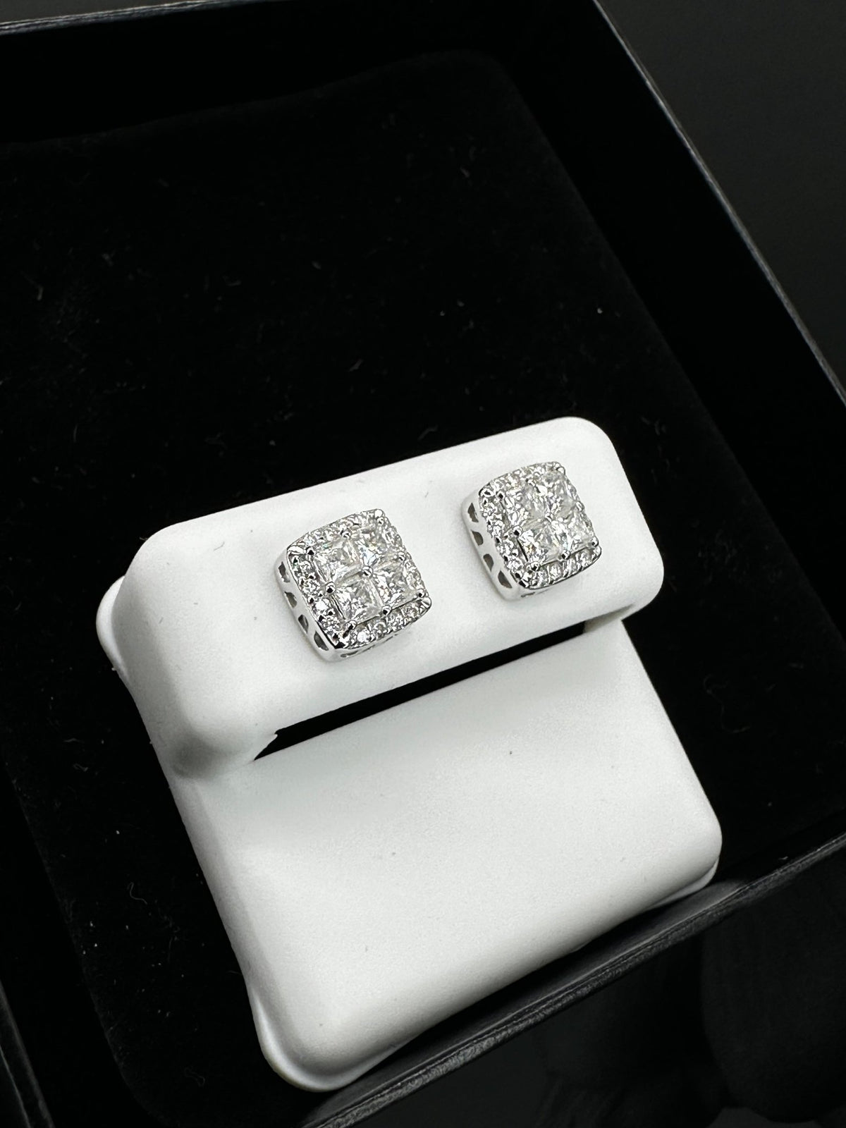 Princess Cut Moissanite Cluster Earrings - The Real Jewelry CompanyThe Real Jewelry CompanyEarrings