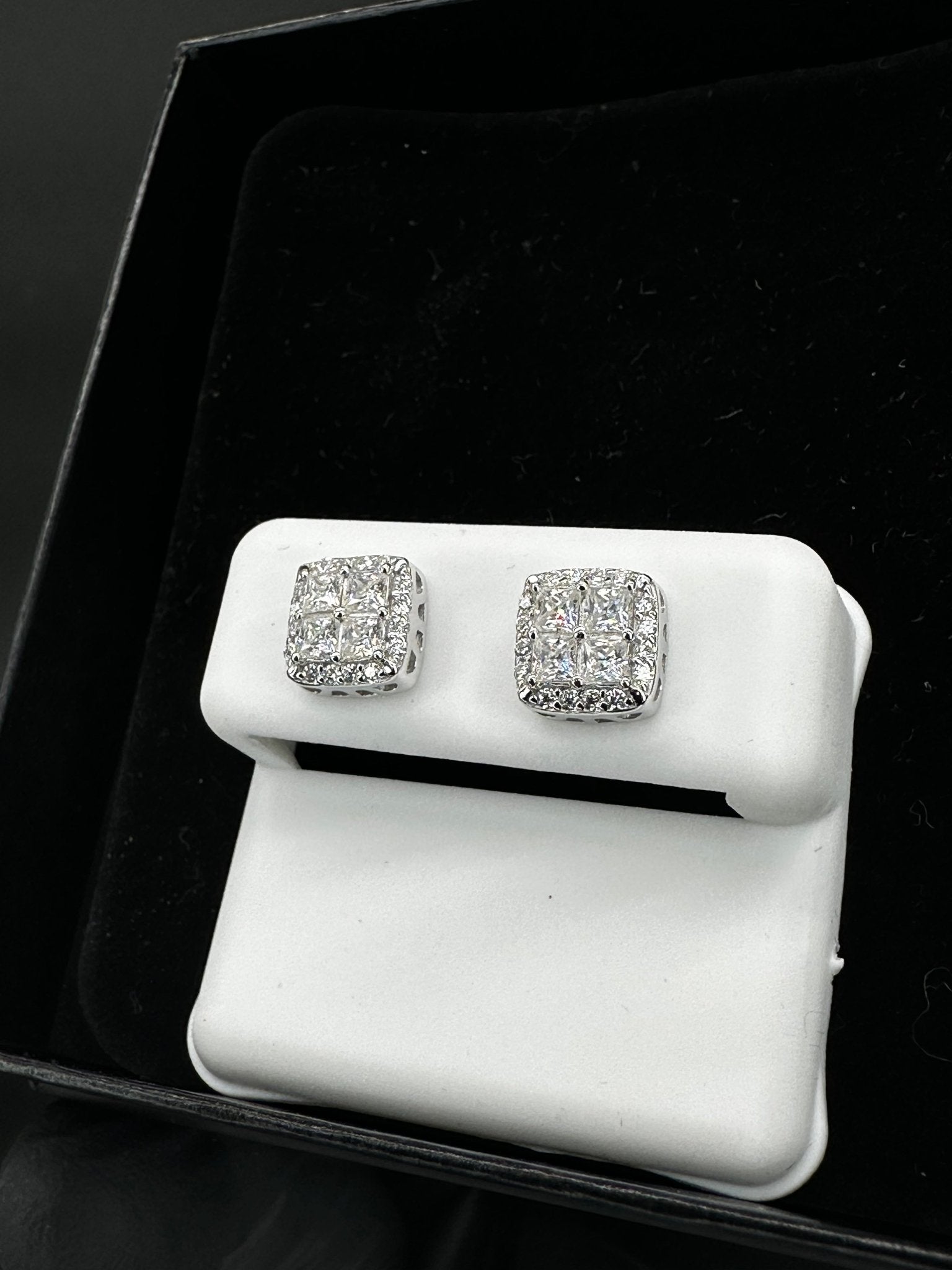 Princess Cut Moissanite Cluster Earrings - The Real Jewelry CompanyThe Real Jewelry CompanyEarrings