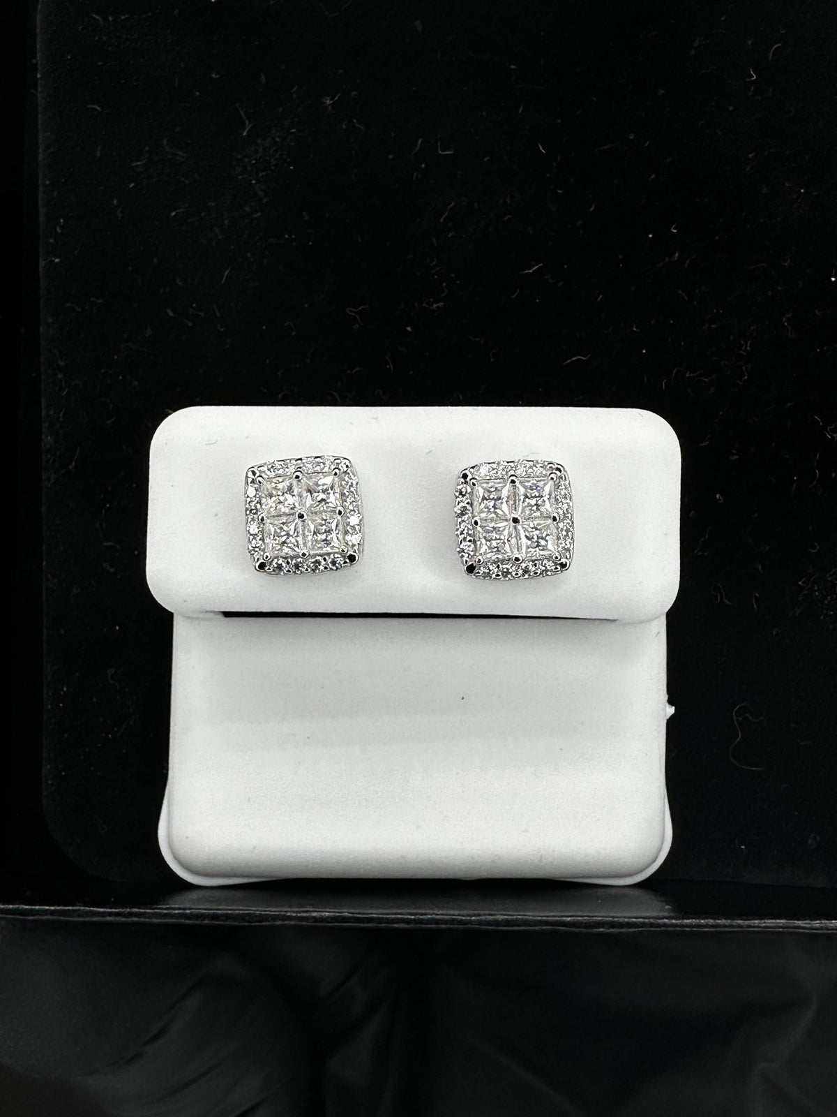 Princess Cut Moissanite Cluster Earrings - The Real Jewelry CompanyThe Real Jewelry CompanyEarrings